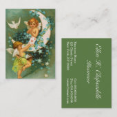 Carte De Visite Clapsaddle : Deux anges sur une lune de faucille (Devant / Derrière)