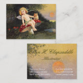 Carte De Visite Clapsaddle : Petit ange sur le champignon (Devant / Derrière)