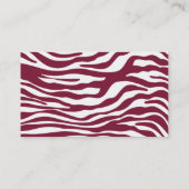 Carte De Visite Claret Zebra Stripes Poster de animal; aspect tabl (Dos)