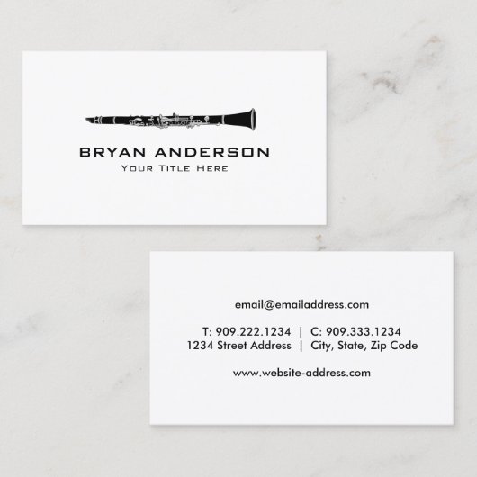 Carte De Visite Clarinet (Devant / Derrière)