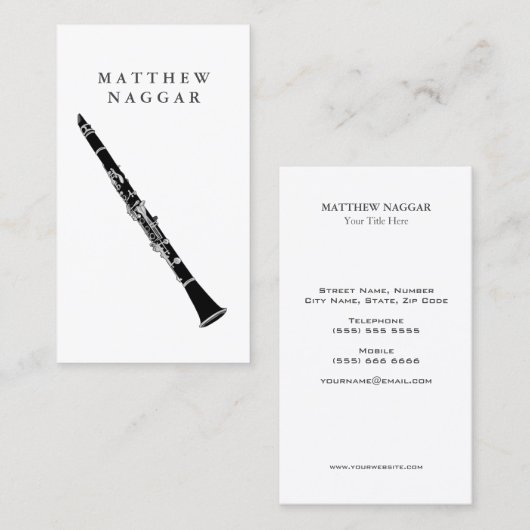 Carte De Visite Clarinet (Devant / Derrière)