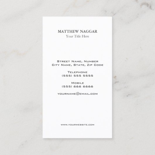 Carte De Visite Clarinet (Dos)