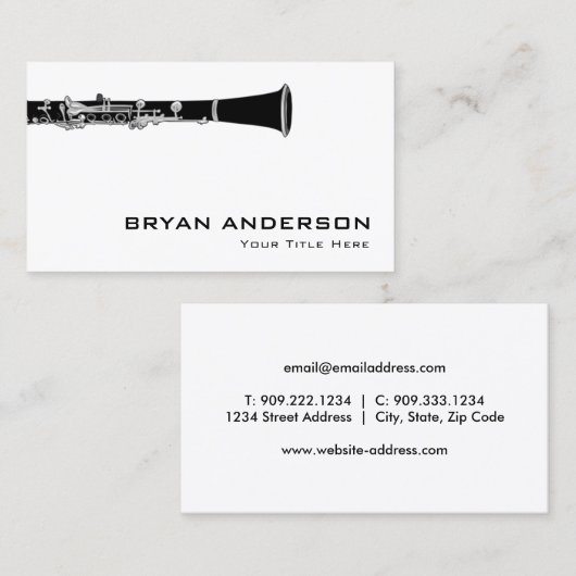 Carte De Visite Clarinet (Devant / Derrière)