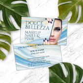 Carte De Visite Classé Bleu Blanc Or Marbre Agate Art Motif