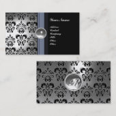 Carte De Visite CLASSÉ DAMASK GEM MONOGRAM noir blanc (Devant / Derrière)