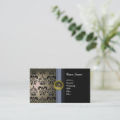 Carte De Visite CLASSE DAMASK GEM MONOGRAM noir gris (Debout devant)