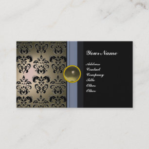 Carte De Visite CLASSE DAMASK GEM MONOGRAM noir gris