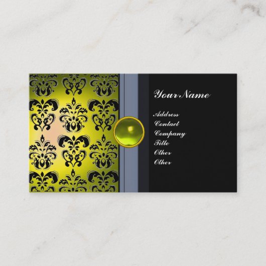 Carte De Visite CLASSE DAMASK GEM MONOGRAM noir topaz jaune (Devant)