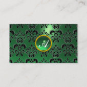 Carte De Visite CLASSÉ DAMASK GEM MONOGRAM noir vert (Dos)