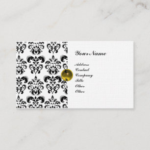 Carte De Visite CLASSE DAMASK MONOGRAM violet noir lin blanc