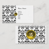 Carte De Visite CLASSE DAMASK MONOGRAM violet noir lin blanc (Devant / Derrière)