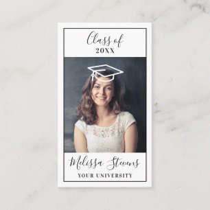 Carte De Visite Classe de photo de la casquette de graduation blan