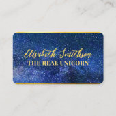 Carte De Visite Classe d'or bleu marine Élégante féminine céleste (Devant)