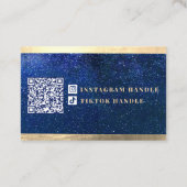 Carte De Visite Classe d'or bleu marine Élégante féminine céleste (Dos)