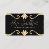 Carte De Visite Classé Élégant Chic Luxe Feminine Noir Et Or (Devant)