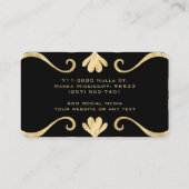 Carte De Visite Classé Élégant Chic Luxe Feminine Noir Et Or (Dos)