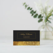Carte De Visite Classé Elegant Luxury Black & Gold Parties scintil (Debout devant)
