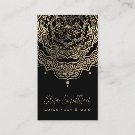 Carte De Visite Classé élégant Mandala Chic Luxury Black and Gold (Devant)