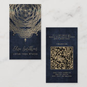 Carte De Visite Classé élégant Mandala Chic Luxury Gold Navy Blue (Devant / Derrière)