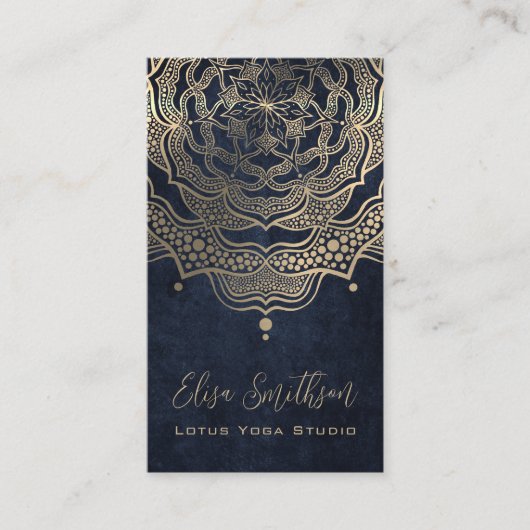 Carte De Visite Classé élégant Mandala Chic Luxury Gold Navy Blue (Devant)