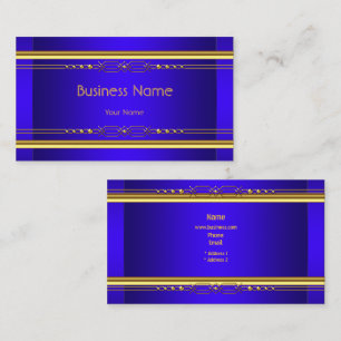 Carte De Visite Classe Élégante Royale Bleu Jaune Or Entreprise