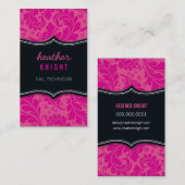 CARTE DE VISITE classe fleurie noir magenta rose (Devant / Derrière)