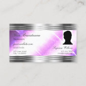 Carte De Visite Classé Lilac Silver Shimmer Frontières Monogramme  (Dos)