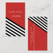 Carte De Visite Classé moderne géométrique, Rouge, Blancs Noirs (Devant / Derrière)