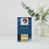 Carte De Visite Classe moderne professionnel Ocean Blue Gold Photo (Debout devant)