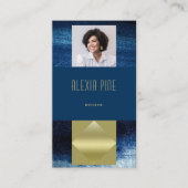 Carte De Visite Classe moderne professionnel Ocean Blue Gold Photo (Devant)
