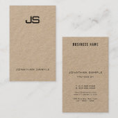 Carte De Visite Classé Monogram Premium Kraft Moderne Vertical Chi (Devant / Derrière)