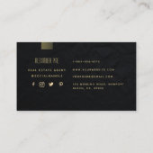 Carte De Visite Classé Simple Elegant Black Gold Professionnel (Dos)