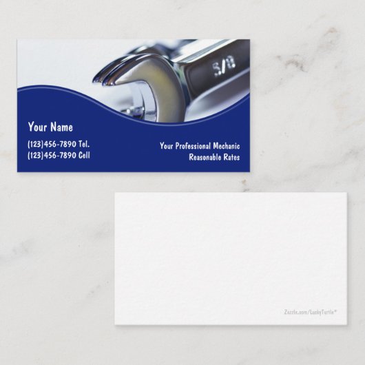 Carte De Visite Classes d'école de mécanicien automobile (Devant / Derrière)