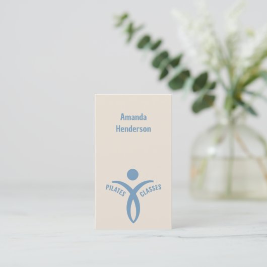 Carte De Visite Classes Pilates Logo Sky Blue simple (Debout devant)