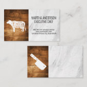 Carte De Visite Classeur | Diagramme de boeuf en marbre de bois (Devant / Derrière)