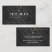 Carte De Visite Classic Barber Shop Bois Ciseaux fantaisie (Devant / Derrière)