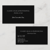 Carte De Visite Classic Black Attorney Business Card | Ultra-Class (Devant / Derrière)