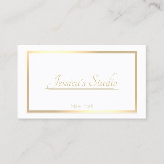 Carte De Visite Classic Blanc tendance Golden Frame Chaque entrepr (Devant)