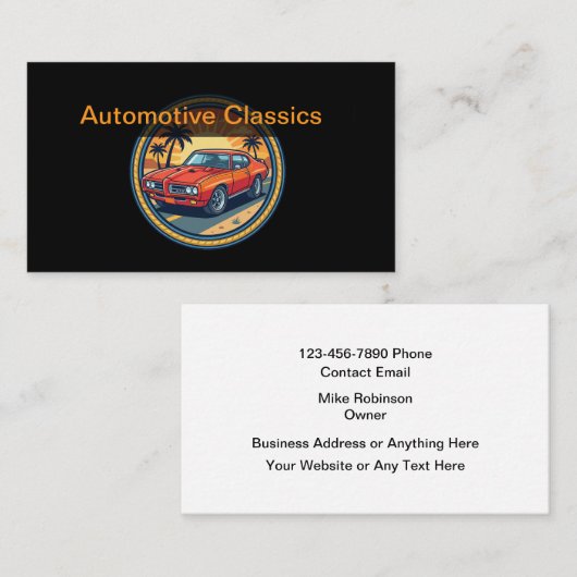 Carte De Visite Classic Car Automotive Theme Business Cards (Devant / Derrière)