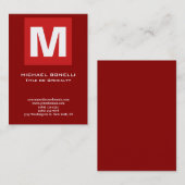 Carte De Visite Classic chic chic rouge foncé blanc monogramme cla (Devant / Derrière)