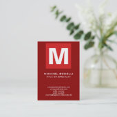 Carte De Visite Classic chic chic rouge foncé blanc monogramme cla (Debout devant)