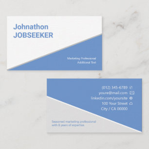 Carte De Visite Classic Clean Job Seeker Jobseeker Blue Classy