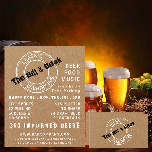 Carte De Visite Classic Country Pub Logo, Pub/Brasserie