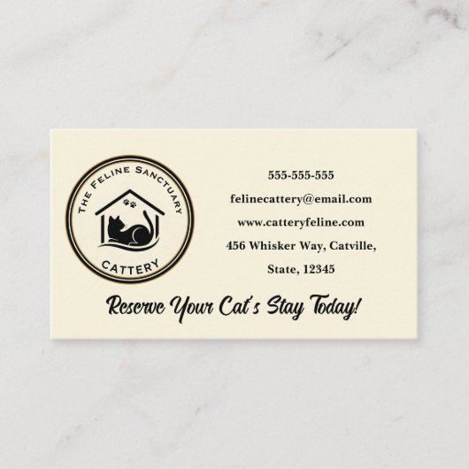 Carte De Visite Classic Custom Cattery Business Card  (Devant)