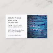 Carte De Visite Classic Elegant Blanc Bleu Circuit Réparation d'or (Devant)