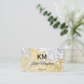 Carte De Visite Classic Elegant Bokeh Gold Foil Floral (Debout devant)