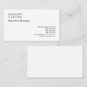 Carte De Visite Classic élégant impressionnant blanc clair manager (Devant / Derrière)