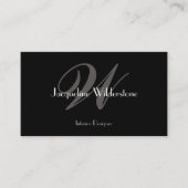 Carte De Visite Classic Elegant Monogramme & Nom Classy Black (Devant)