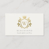 Carte De Visite Classic Elegant Monogramme Or Floral Couronne Cres (Devant)