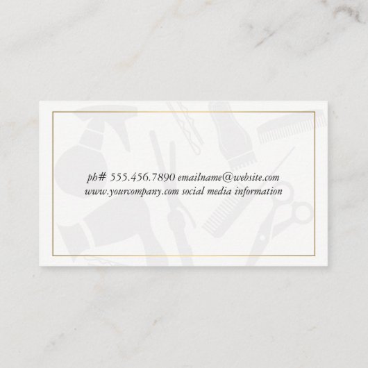 Carte De Visite Classic Gold Border Hair Stylist (Dos)